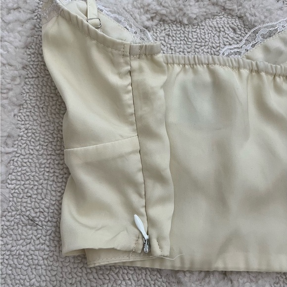 Princess Polly Lemon Yellow Satin Lace Crop Top - Picture 4 of 4